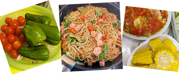 夏野菜と焼きそばの写真